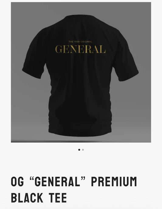 The General Black Tee, OG Logo on Front